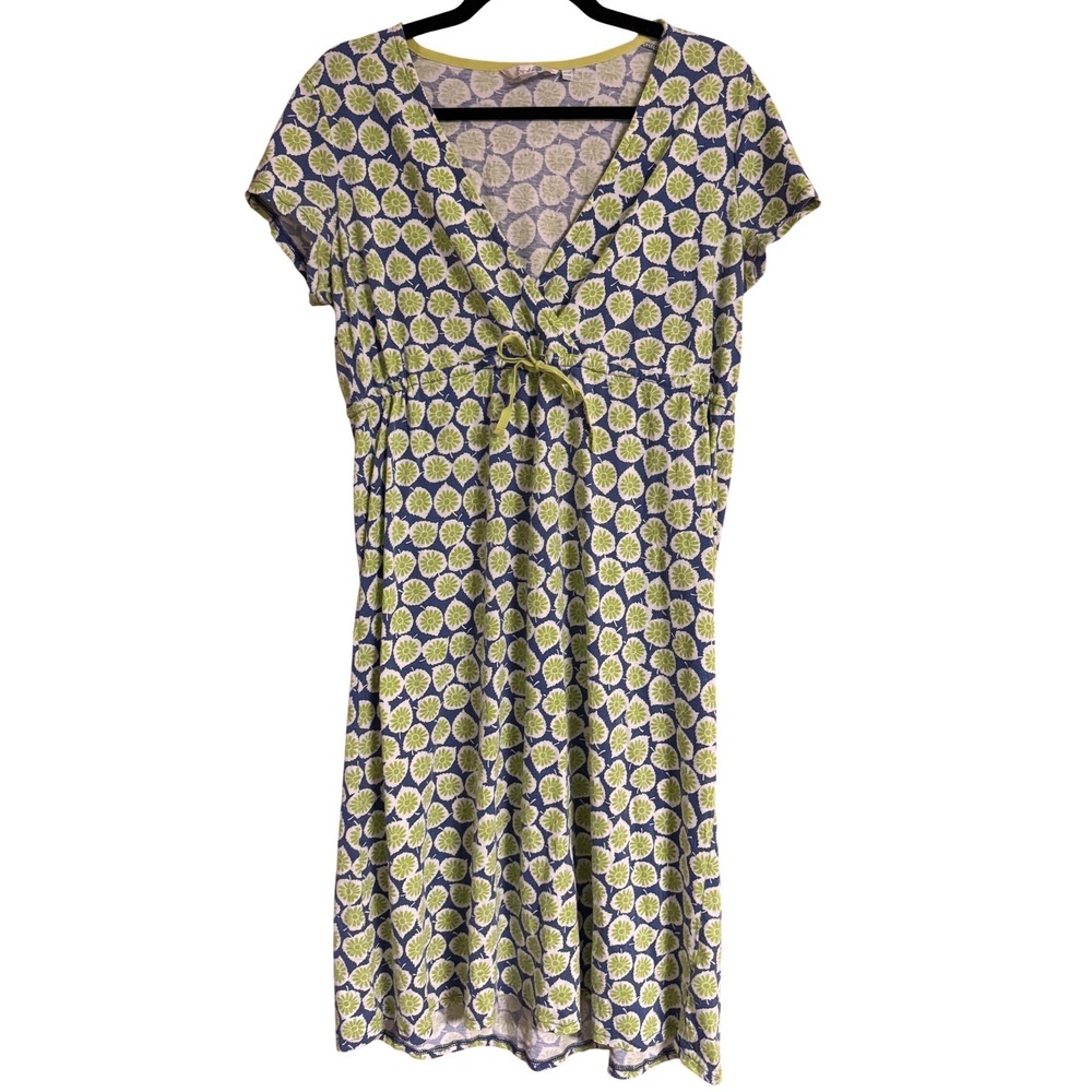 NOT FOR SALE Women Green Blue Floral V-Neck Empire Waist Jersey Dress US 10R